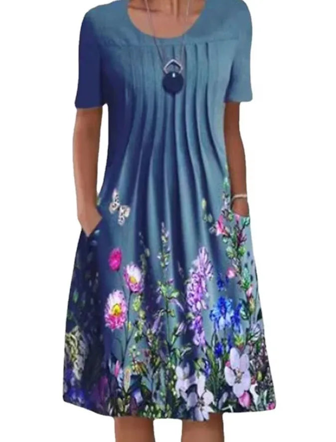 Robe Longue Femme Bohème Fleurie Volants Poches Été | MDN Store