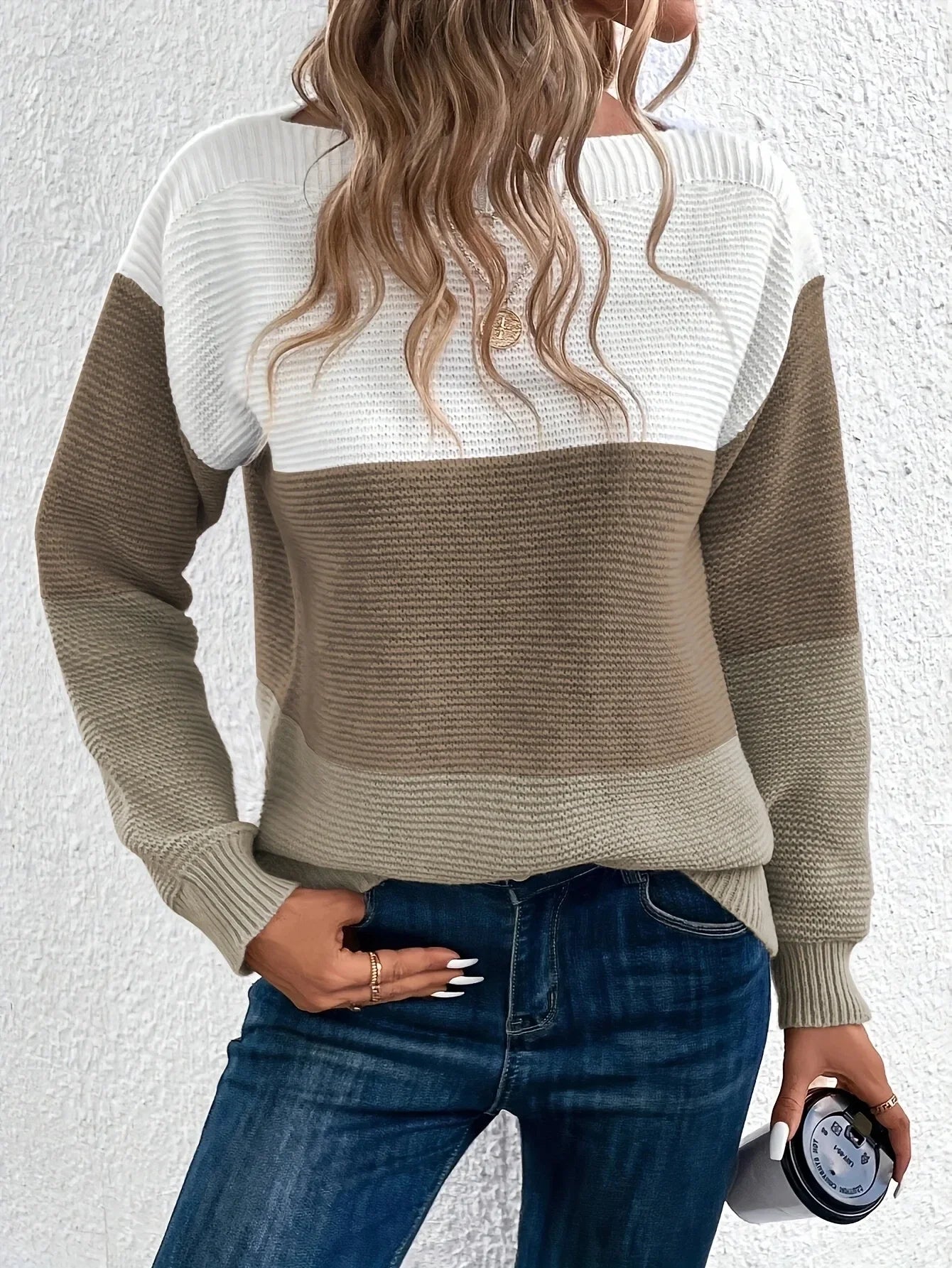 Pull Femme Ample Col Rond Tricote Epais 8 Coloris Automne Hiver | MDN Store