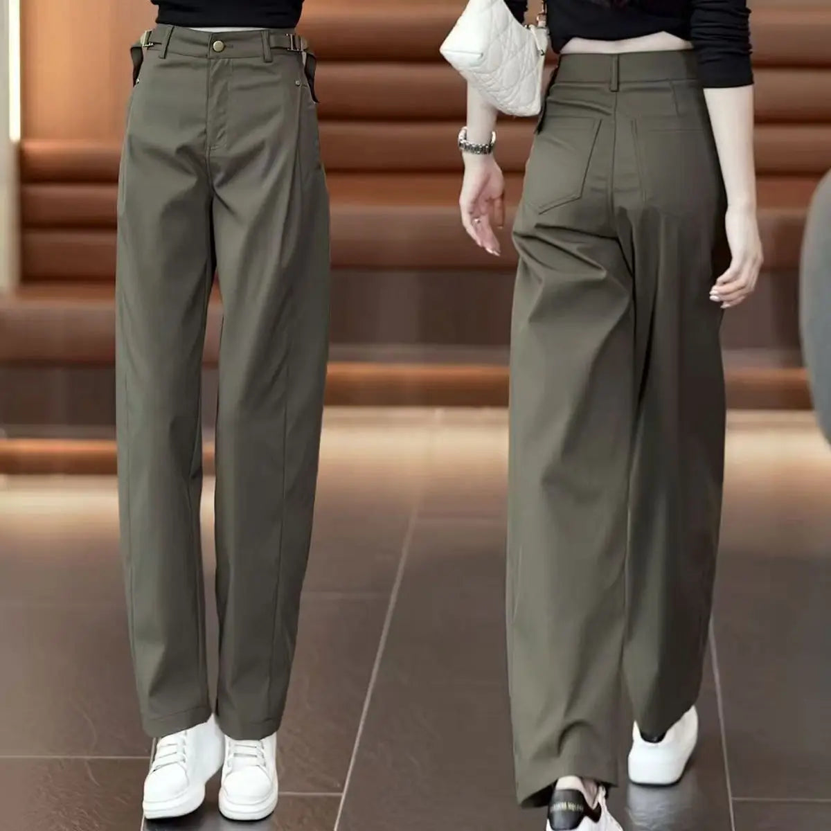 pantalon-large-vert-armee-pour-femme-nouvelle-coll - MDN Store 25