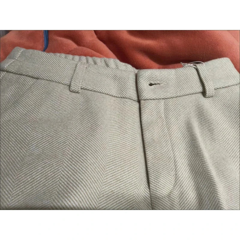 Pantalon Femme Tweed Taille Haute - Droit Chaud Épais Automne Hiver | MDN