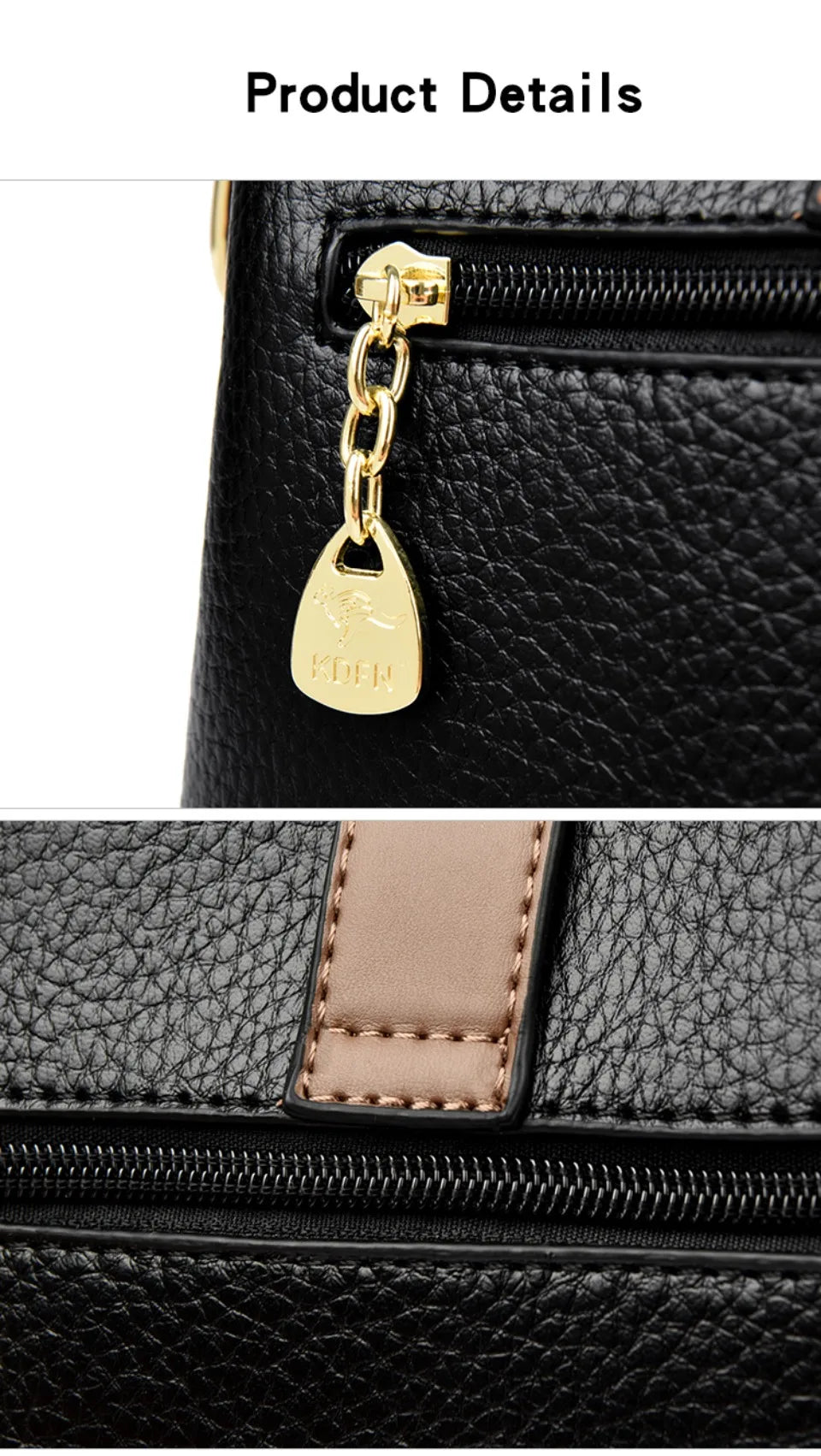 Sac à Main Femme Cuir Véritable Seau Bandoulière Trois Compartiments - MDN