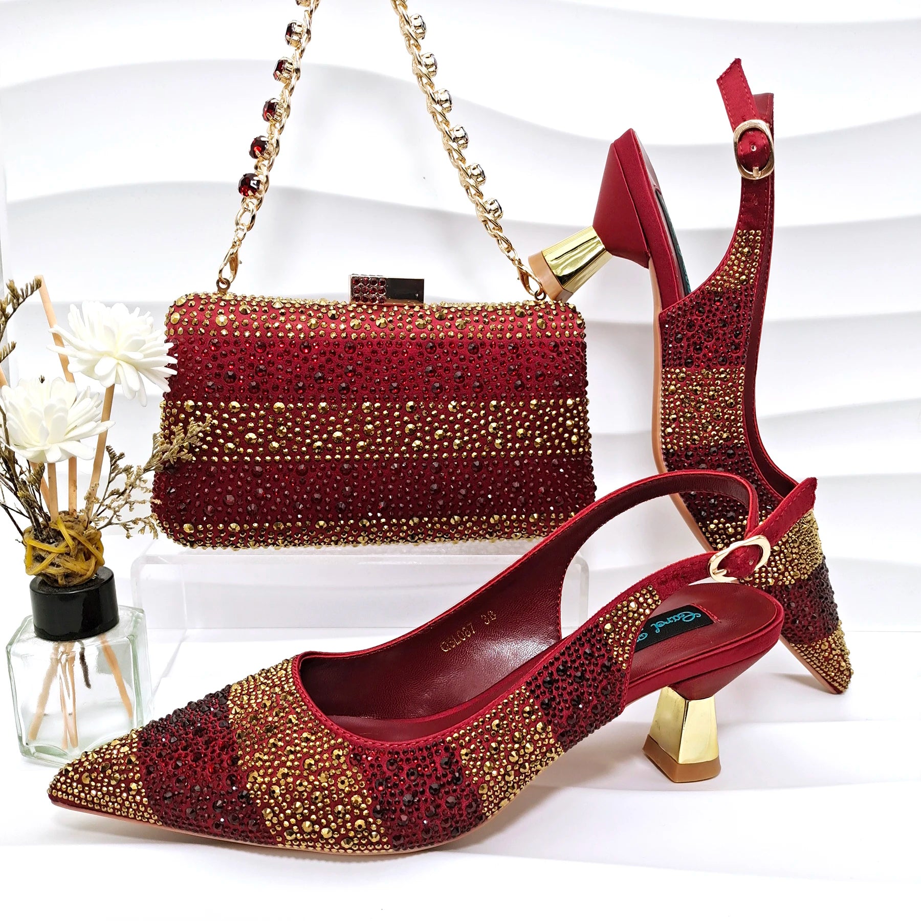 Escarpins Satin Bout Pointu Femme Ensemble Sac Soirée | MDN Store 25
