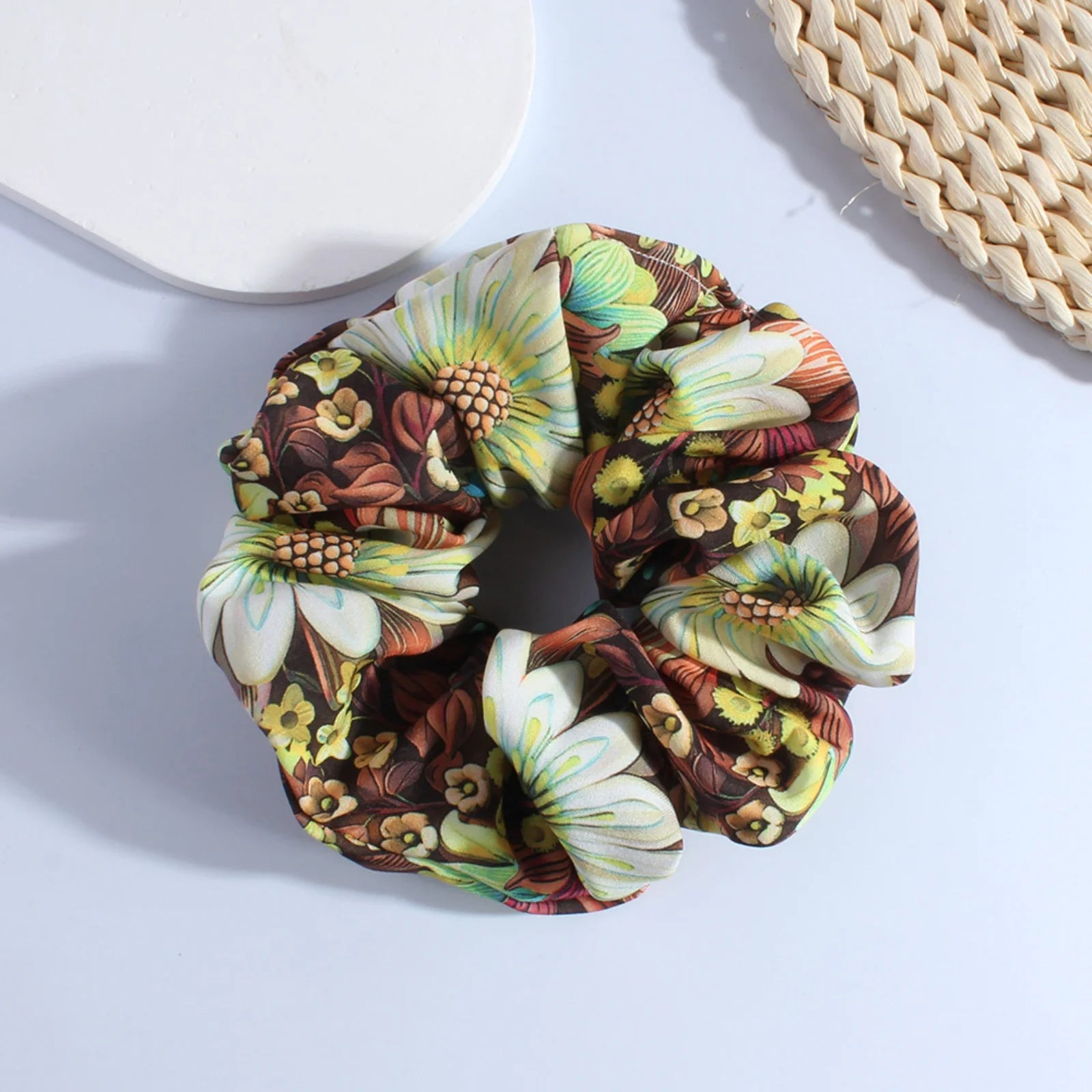 Chouchou Bohème Imprimé Floral Satin - Accessoire Cheveux Vintage | MDN Store