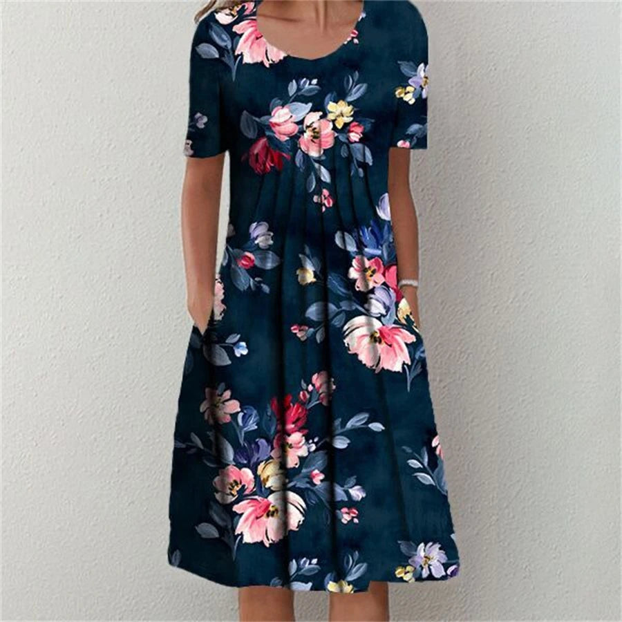 Robe Élégante Femme Manches Courtes Decontractee | MDN Store
