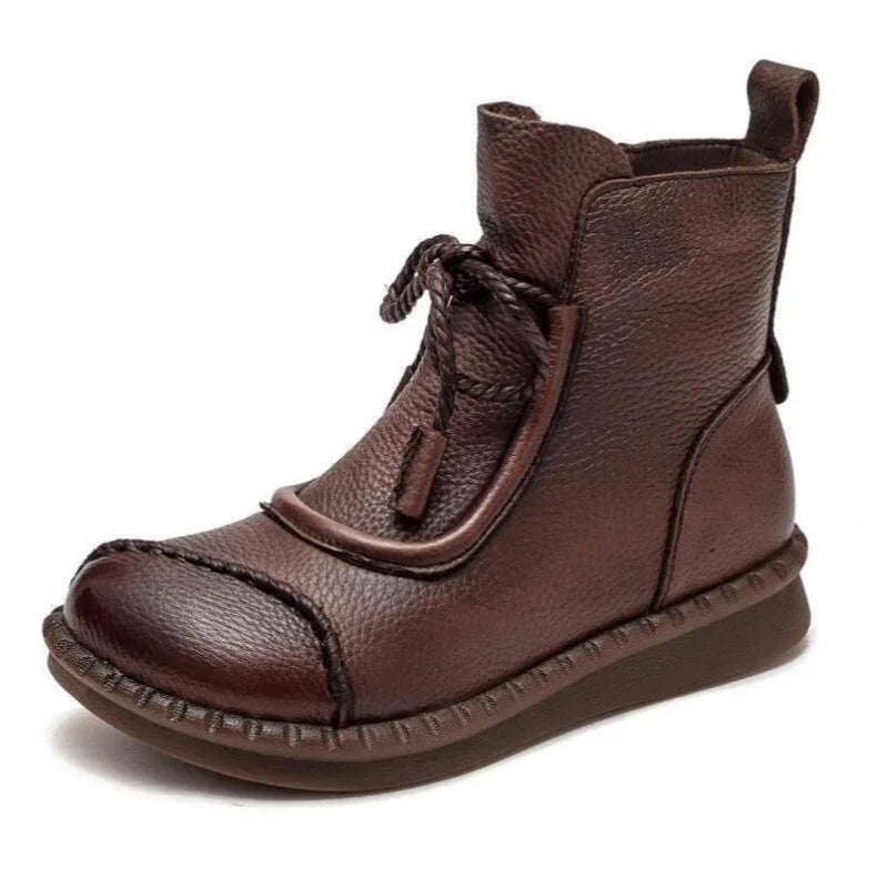 Bottines Plates Cuir Confort Rétro Femme | MDN