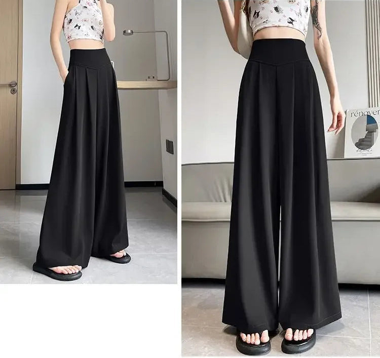 Pantalon Femme Taille Haute Large Gris | MDN Store
