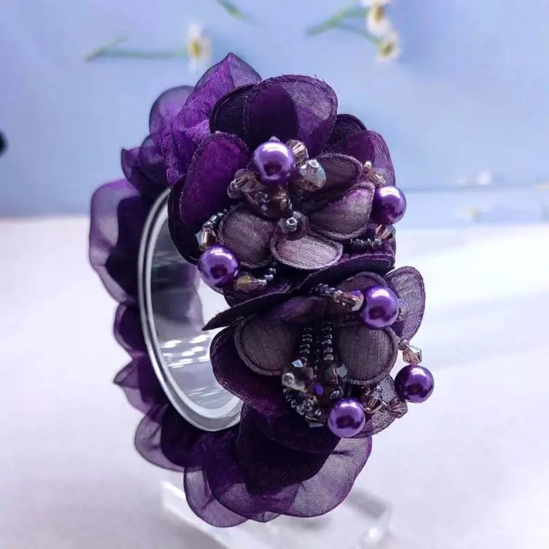 Chouchou Fleur Maille Large Élégant - Élastique Chignon Femme | MDN Store