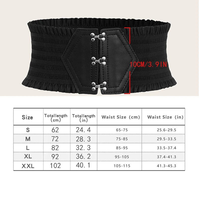 Ceinture Large Élastique Triple Boucle Volants Femme - Ceinture Robe Décorative Ajustable | MDN