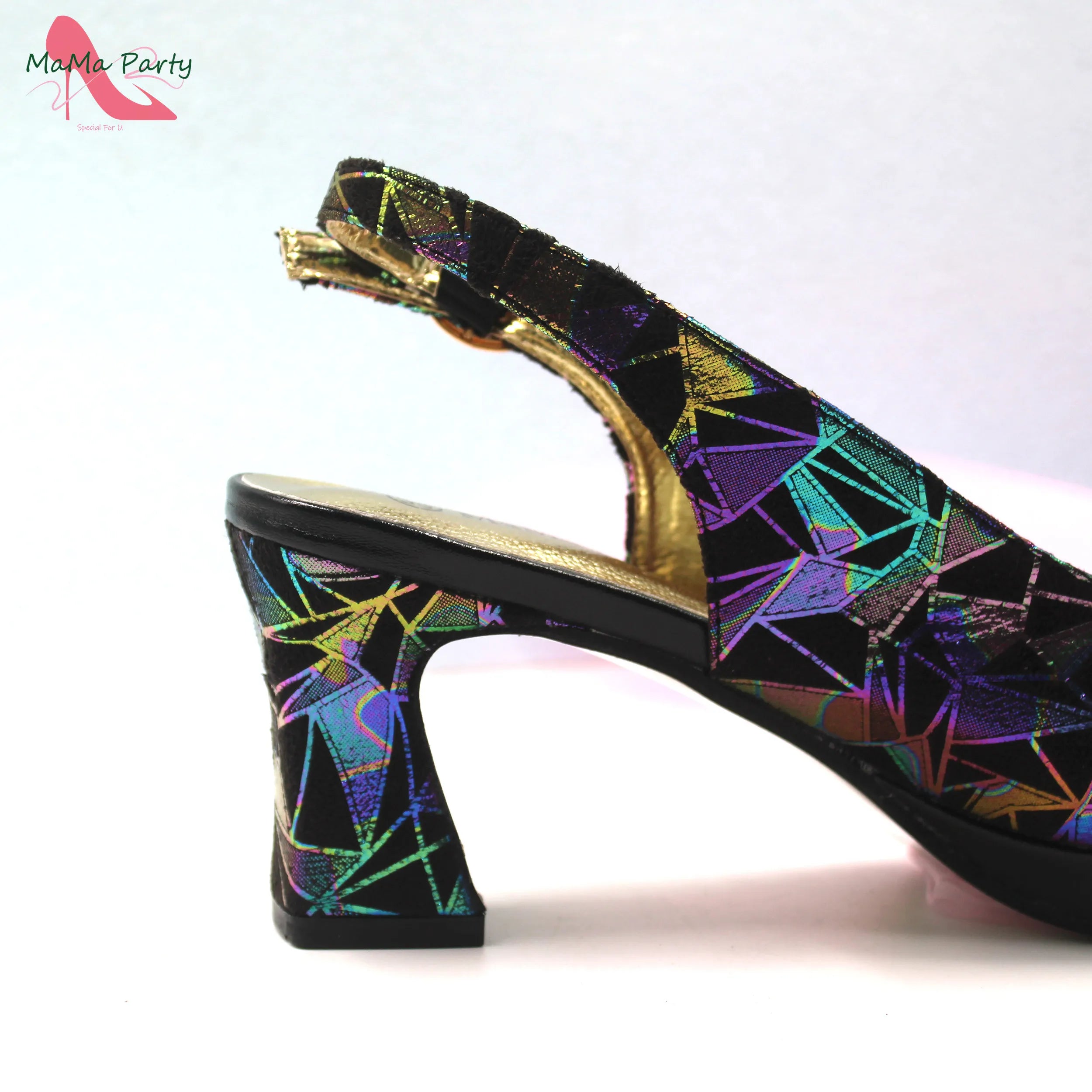 Escarpins Talon Carré Bout Ouvert Femme Soirée Mariage Élégant | MDN Store 25