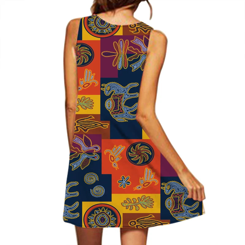 Robe Imprimee Col V Sans Manches Femme Élégante | MDN Store