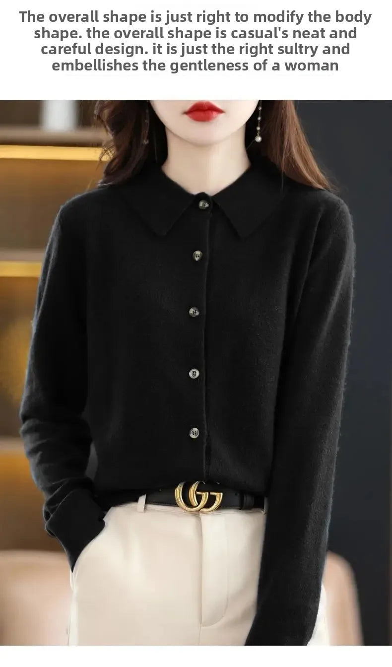Cardigan Femme Col Polo Loose Fit Tricot Doux 9 Coloris S-XXL | MDN Store