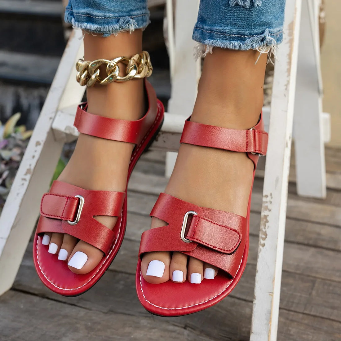 Sandales Plates Été Boucle Métallique Femme | MDN Store 25
