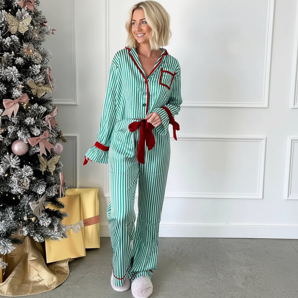 Pyjama Satin Rayé Nœud 2 Pièces | MDN Store