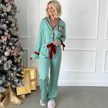 Pyjama Satin Rayé Nœud 2 Pièces | MDN Store