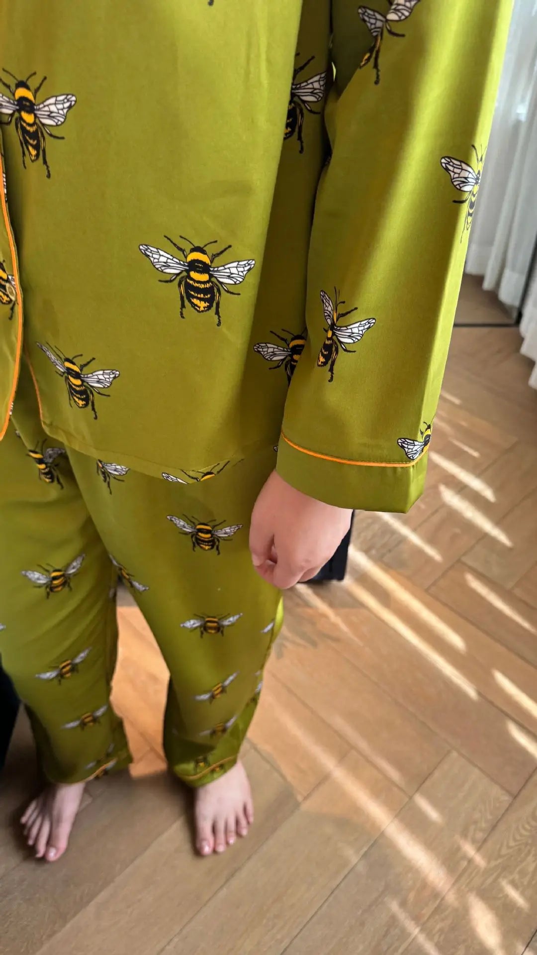 Pyjama Satin Abeilles Vert | MDN