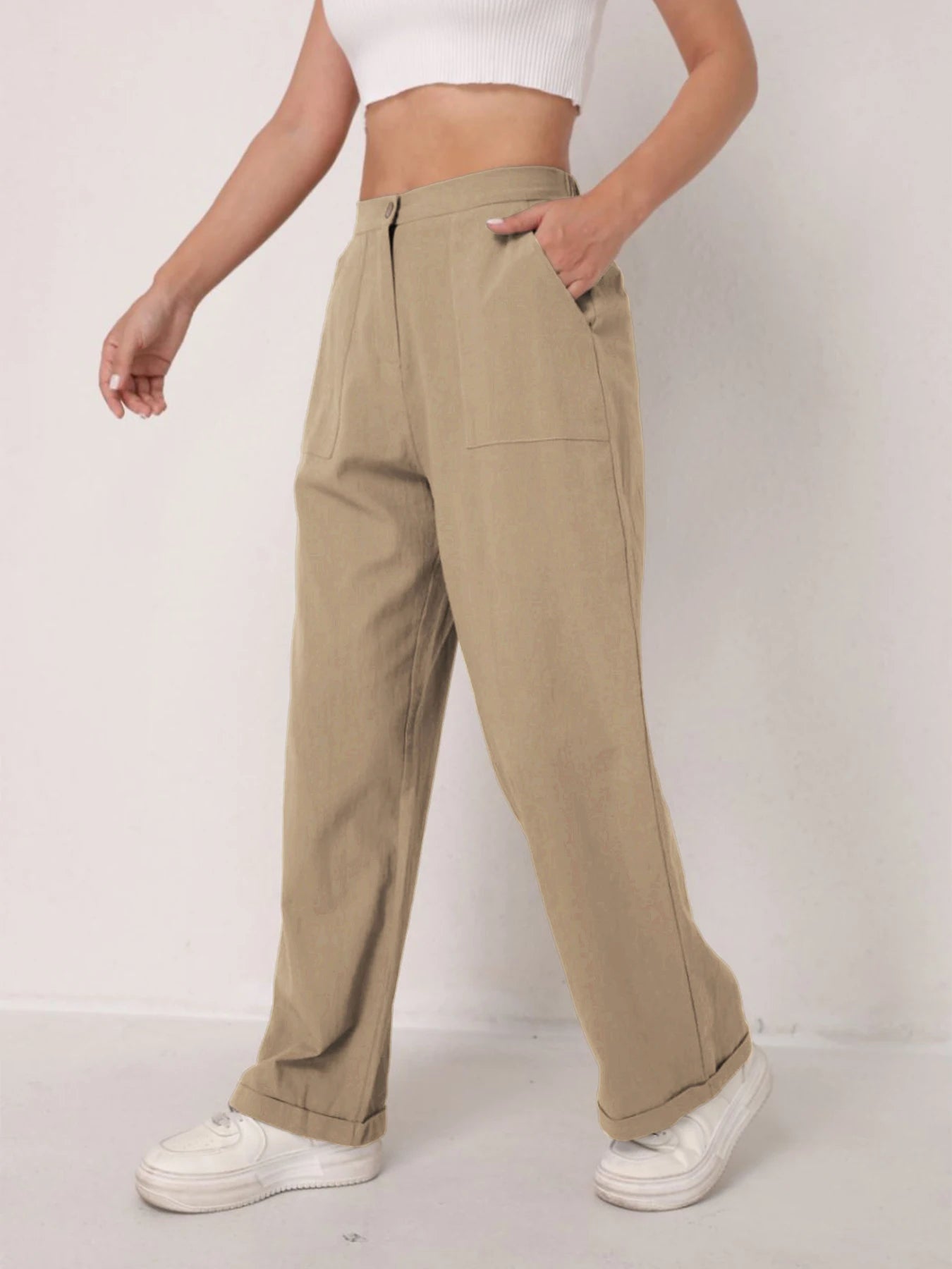 Pantalon Lin Taille Haute Décontracté Femme | MDN Store