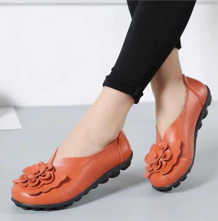 Ballerines Cuir Fleur Élégantes Grande Taille | MDN Store