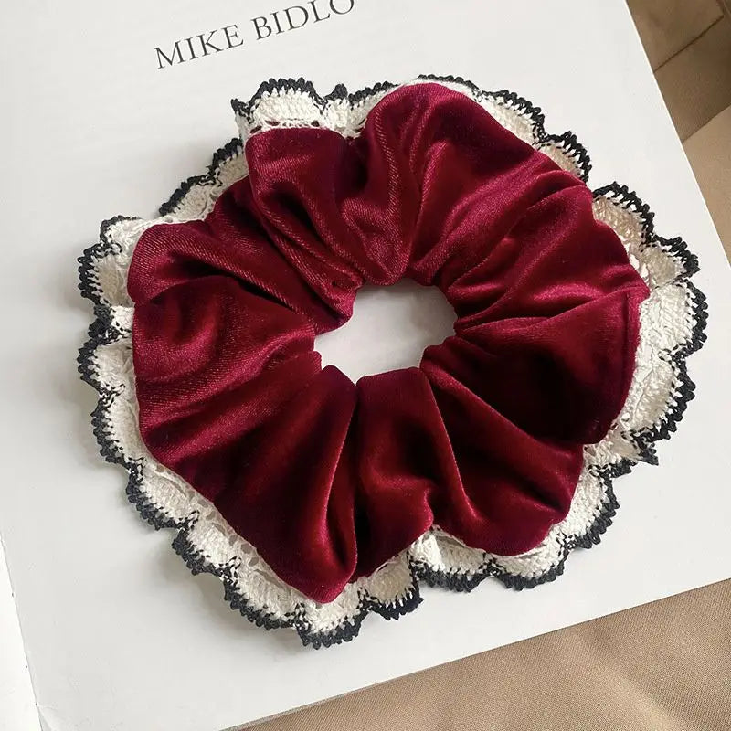 Chouchou Velours Rouge Bordeaux - Accessoire Cheveux Élégant | MDN Store