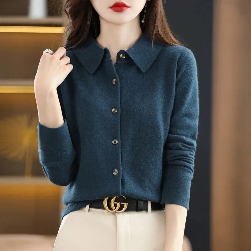 Cardigan Femme Col Polo Loose Fit Tricot Doux 9 Coloris S-XXL | MDN Store