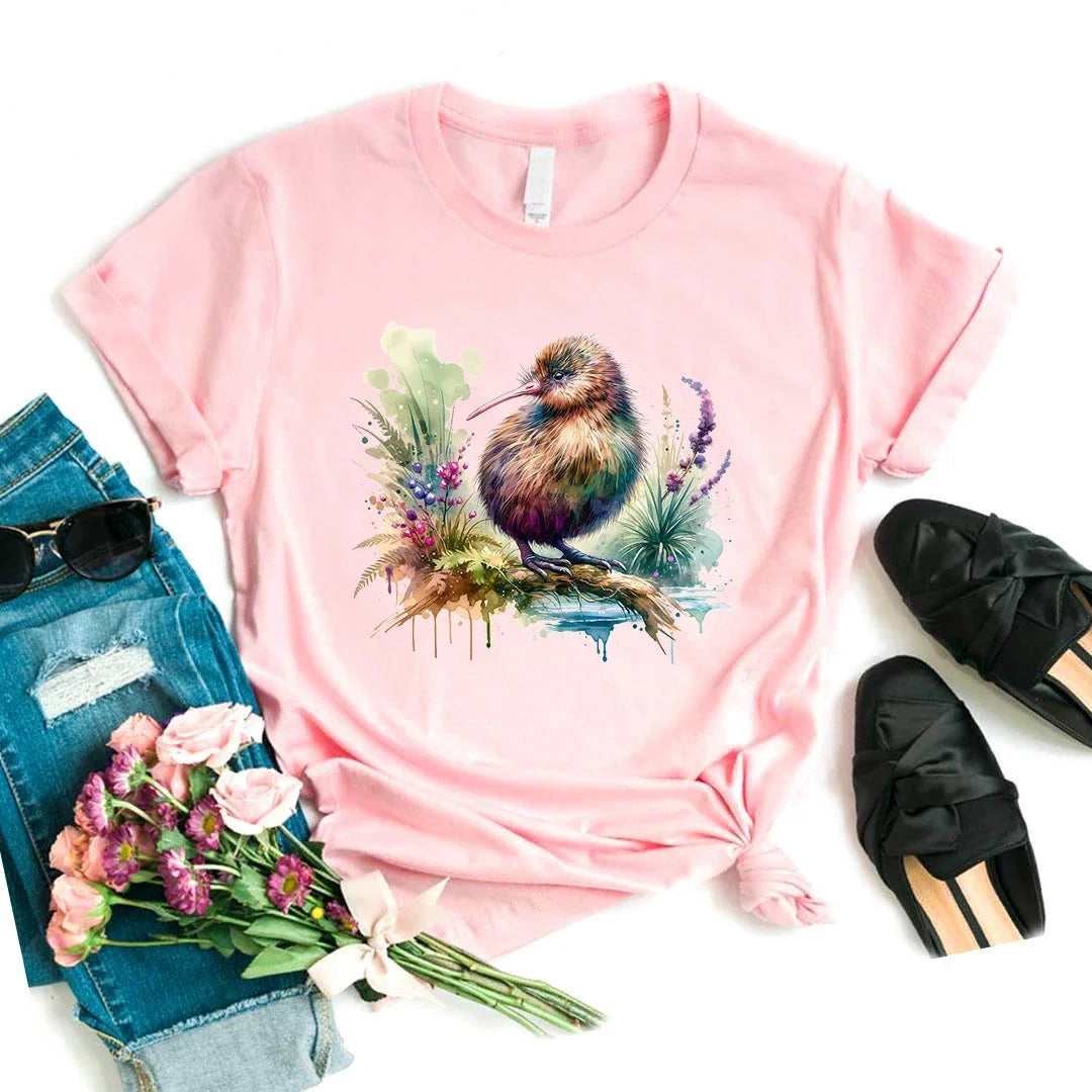 T-Chemise Kiwi Aquarelle Rose Kawaii Femme | MDN Store