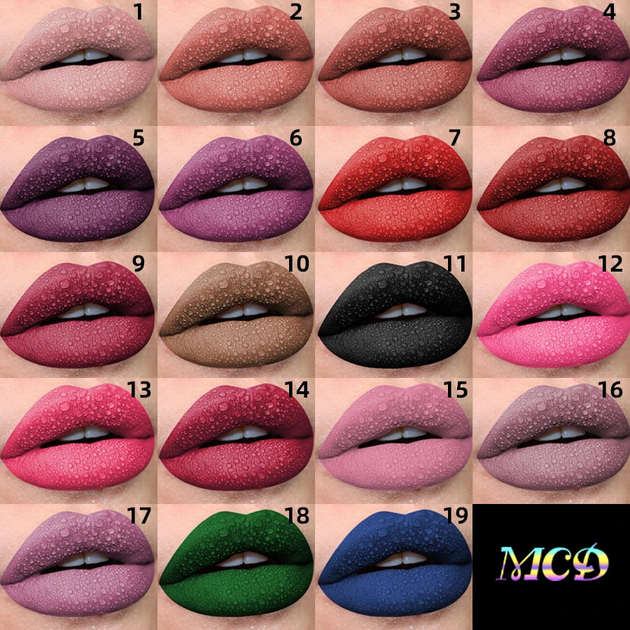 Gloss Lèvres Mat Velours 19 Couleurs Imperméable Nude Noir Rouge | MDN Store