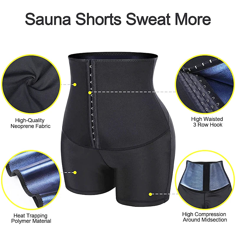 Shorty Gainant Sauna Minceur Femme - Gaine Sculptante Taille Haute Effet Thermique | MDN