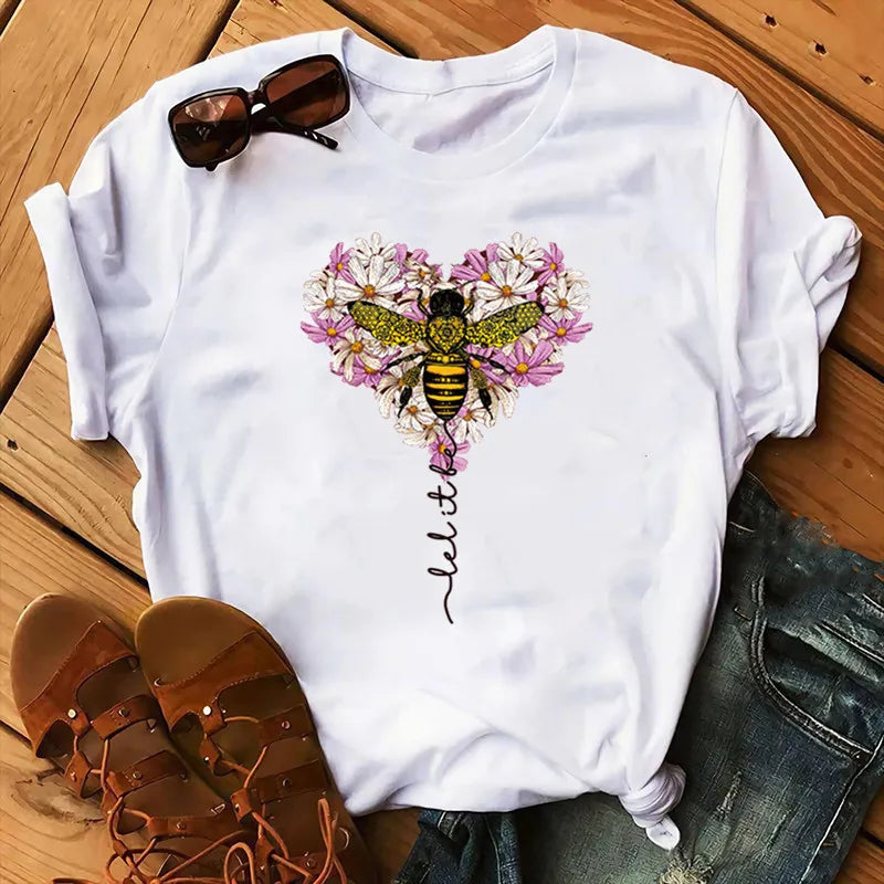 T-shirt Coton Abeille Fleurs Oversize Femme | MDN