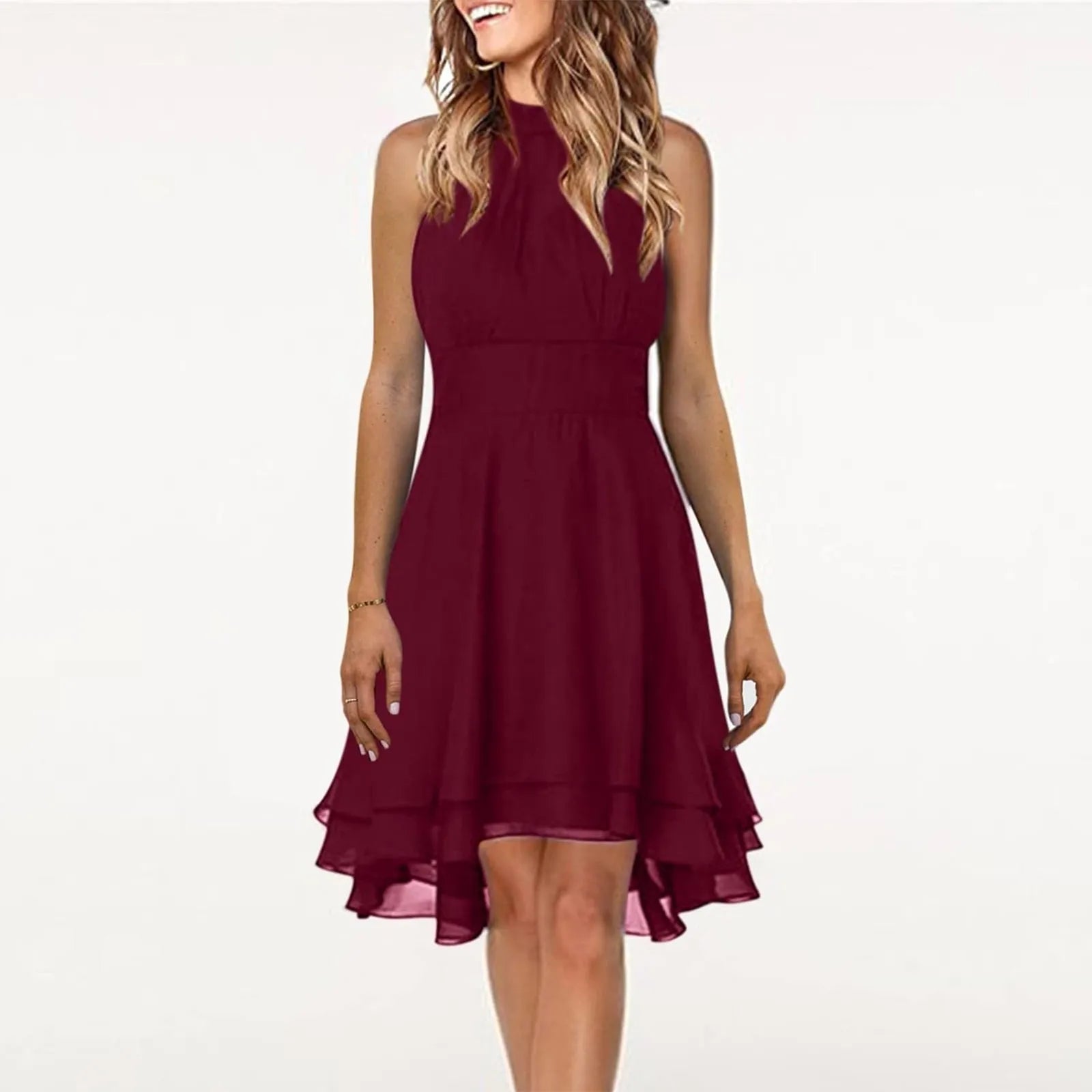 Robe Courte Femme Dos Nu Col Halter Taille Haute Été | MDN Store