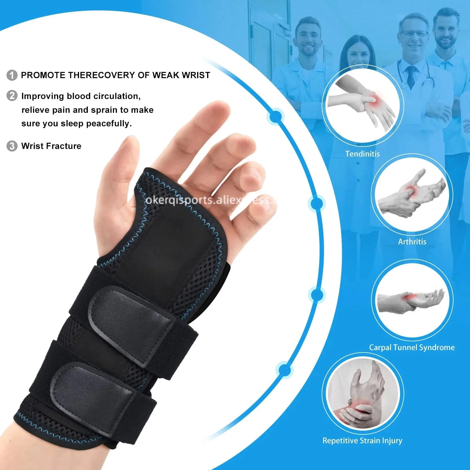 Bracelet Poignet Sport Réglable Musculation Haltérophilie Soutien | MDN Store