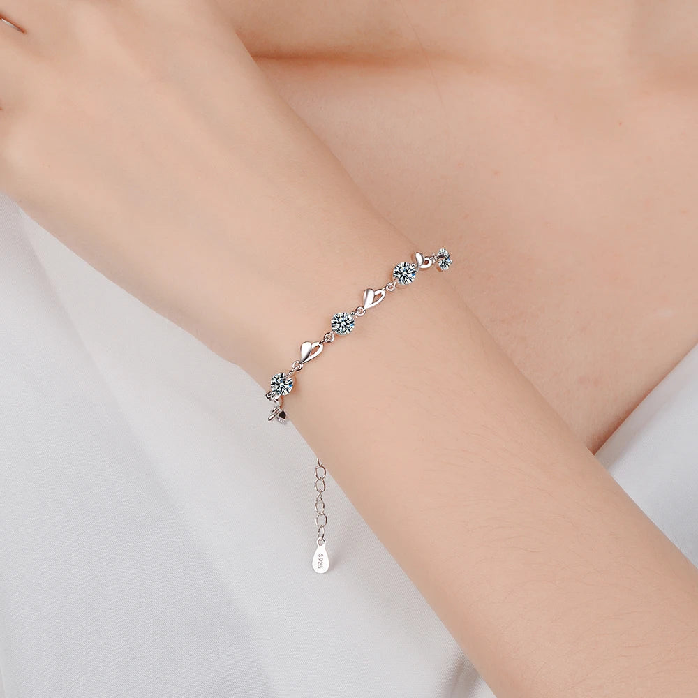 Bracelet Argent 925 Cœur Moissanite 0.8CT Mariage | MDN