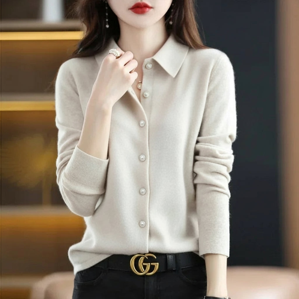 Cardigan Femme Col Polo Loose Fit Tricot Doux 9 Coloris S-XXL | MDN Store