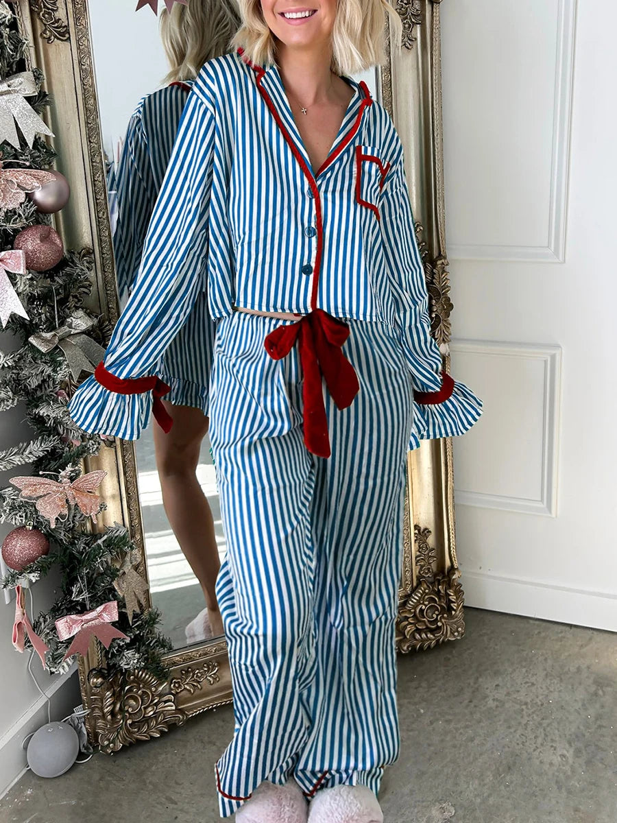Pyjama Satin Rayé Nœud 2 Pièces | MDN Store