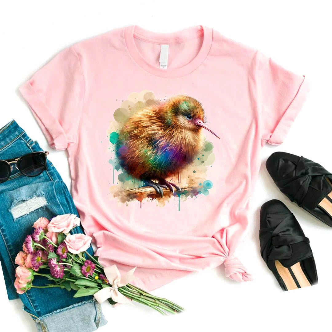 T-Chemise Kiwi Aquarelle Rose Kawaii Femme | MDN Store