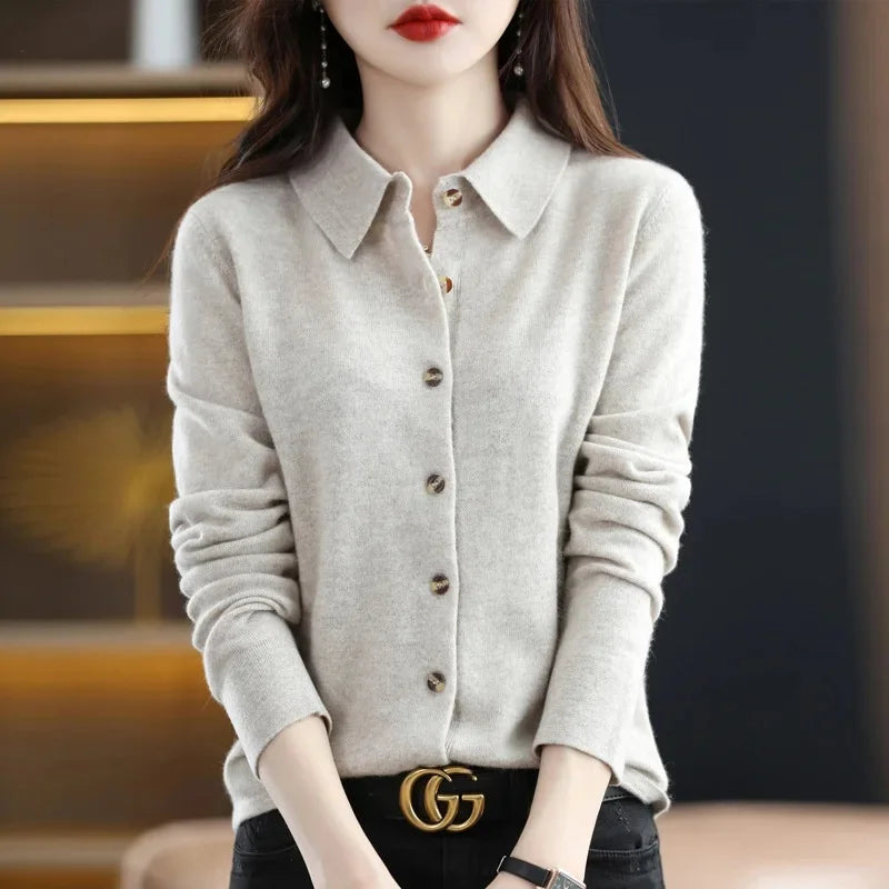 Cardigan Femme Col Polo Loose Fit Tricot Doux 9 Coloris S-XXL | MDN Store