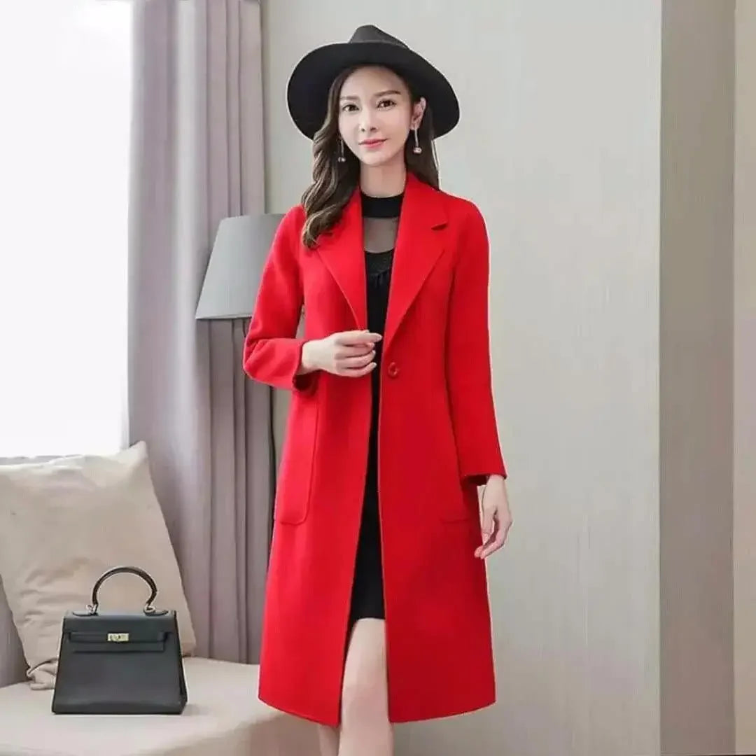 Manteau Femme Mélange Laine Mi-Long Coréen - Style Méticuleux Automne Hiver Chaud | MDN