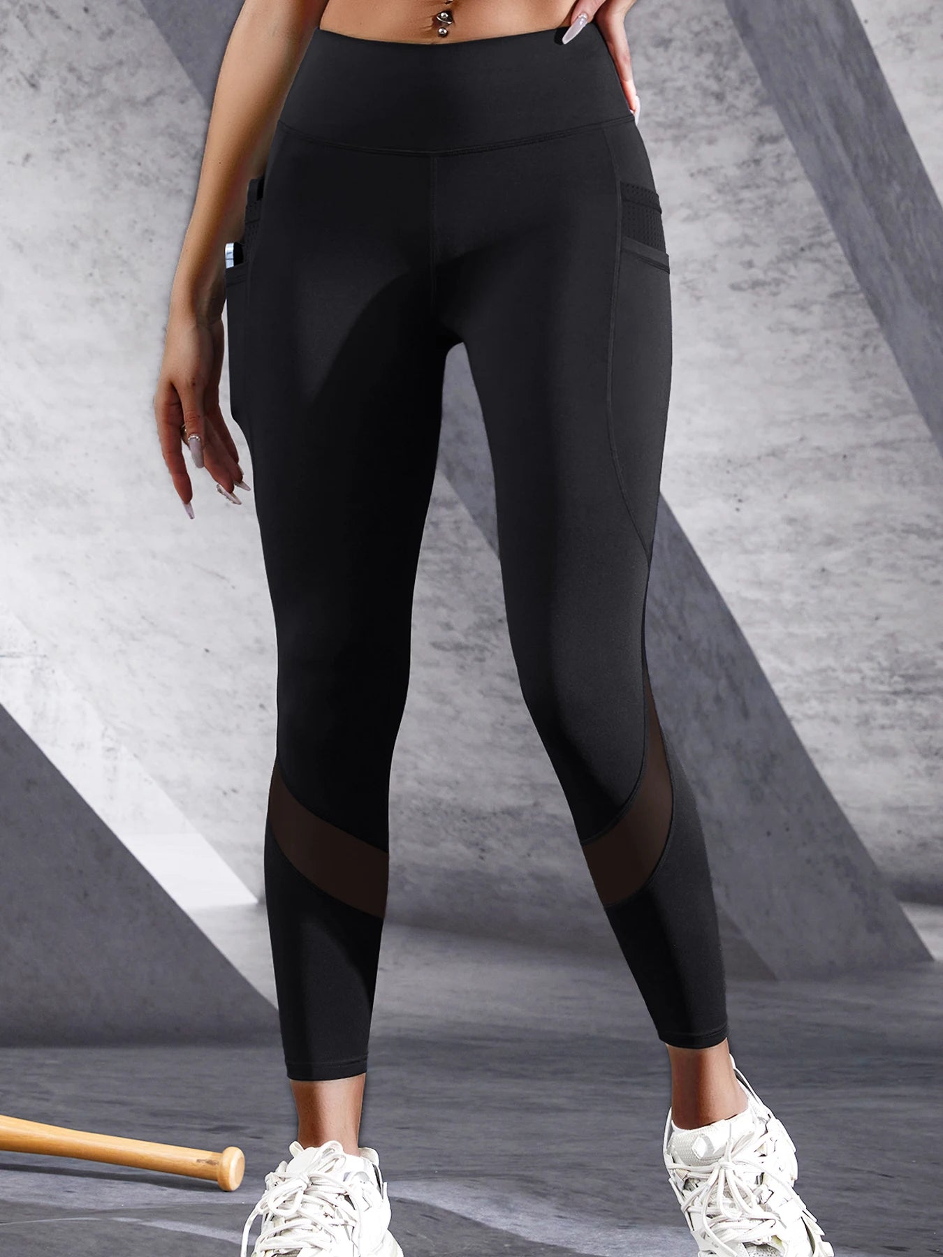 Leggings Yoga Double Poche Taille Haute Femme Noir | MDN Store