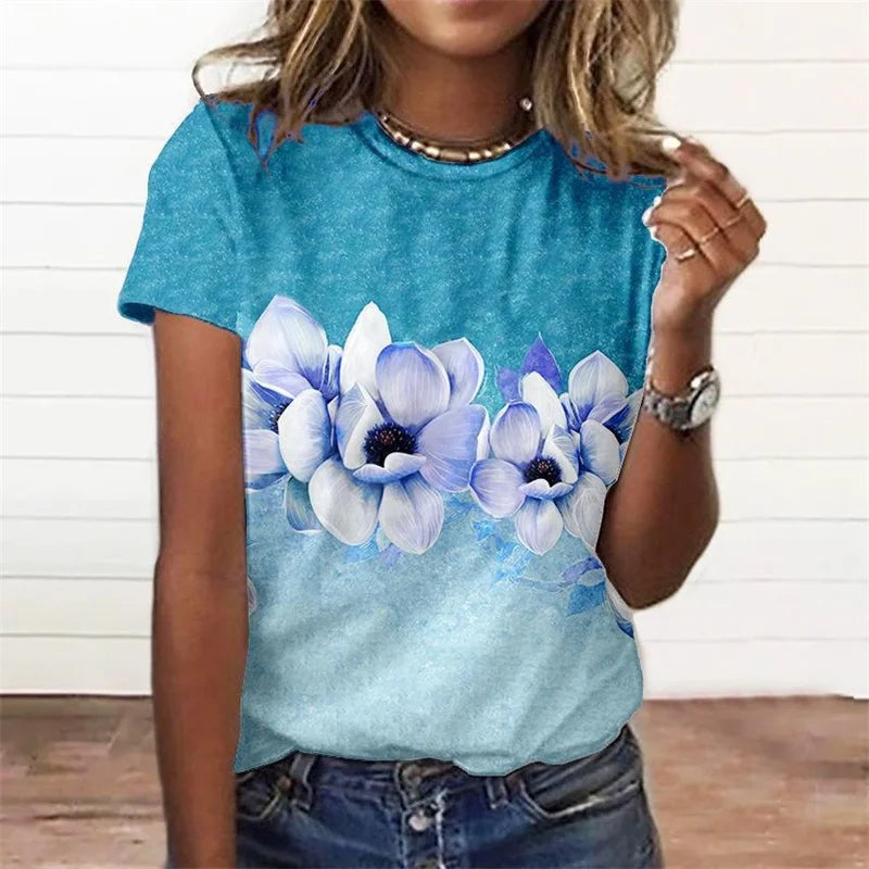 T-Chemise Fleurs Colorées 3D Oversize Femme | MDN Store