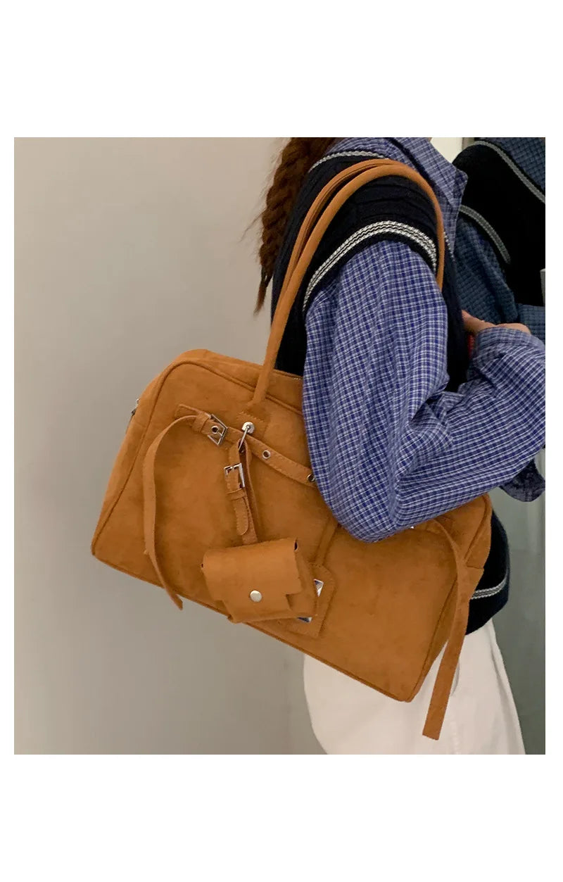Sac Tote Femme Grande Capacité Cuir Suédé MDN - Vintage Élégant Bureau