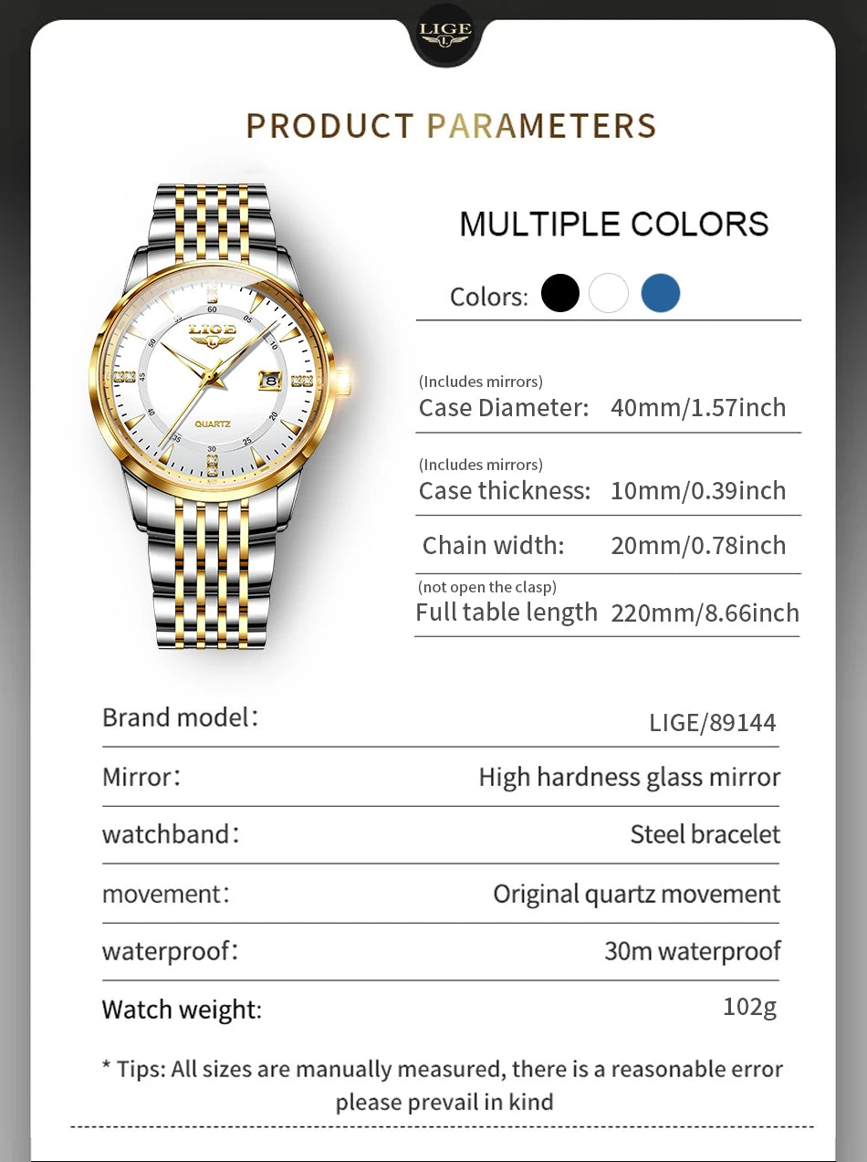 Montre Femme LIGE Acier Inoxydable Étanche | MDN Store