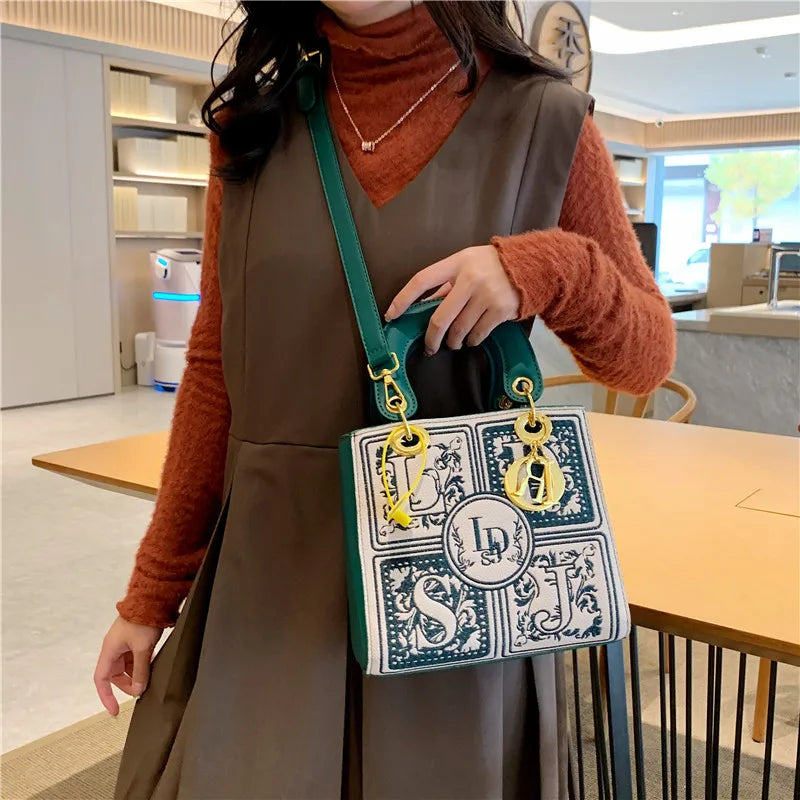 Sac à Main Femme Broderie Royale Poignée Supérieure Bandoulière - MDN