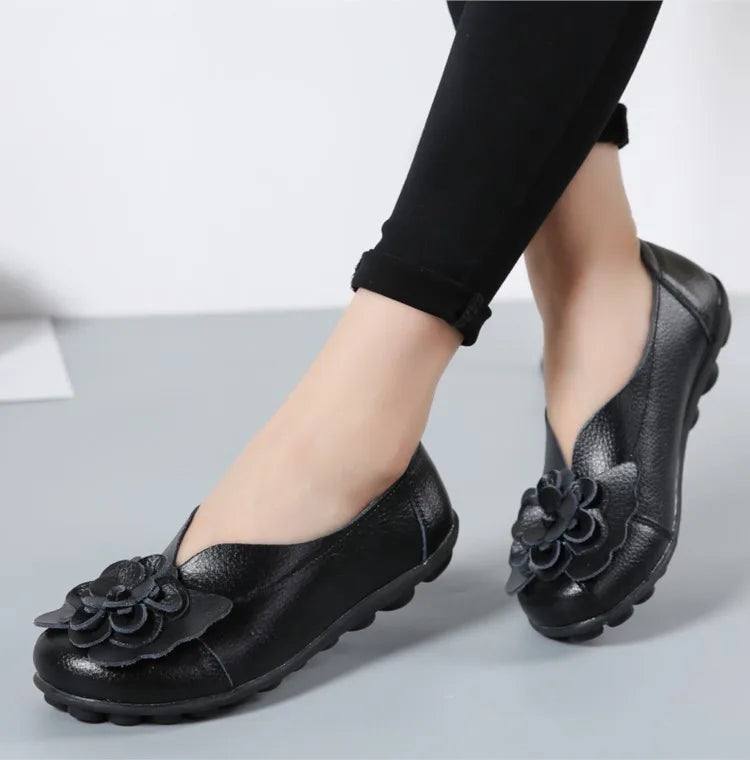Ballerines Cuir Fleur Élégantes Grande Taille | MDN Store