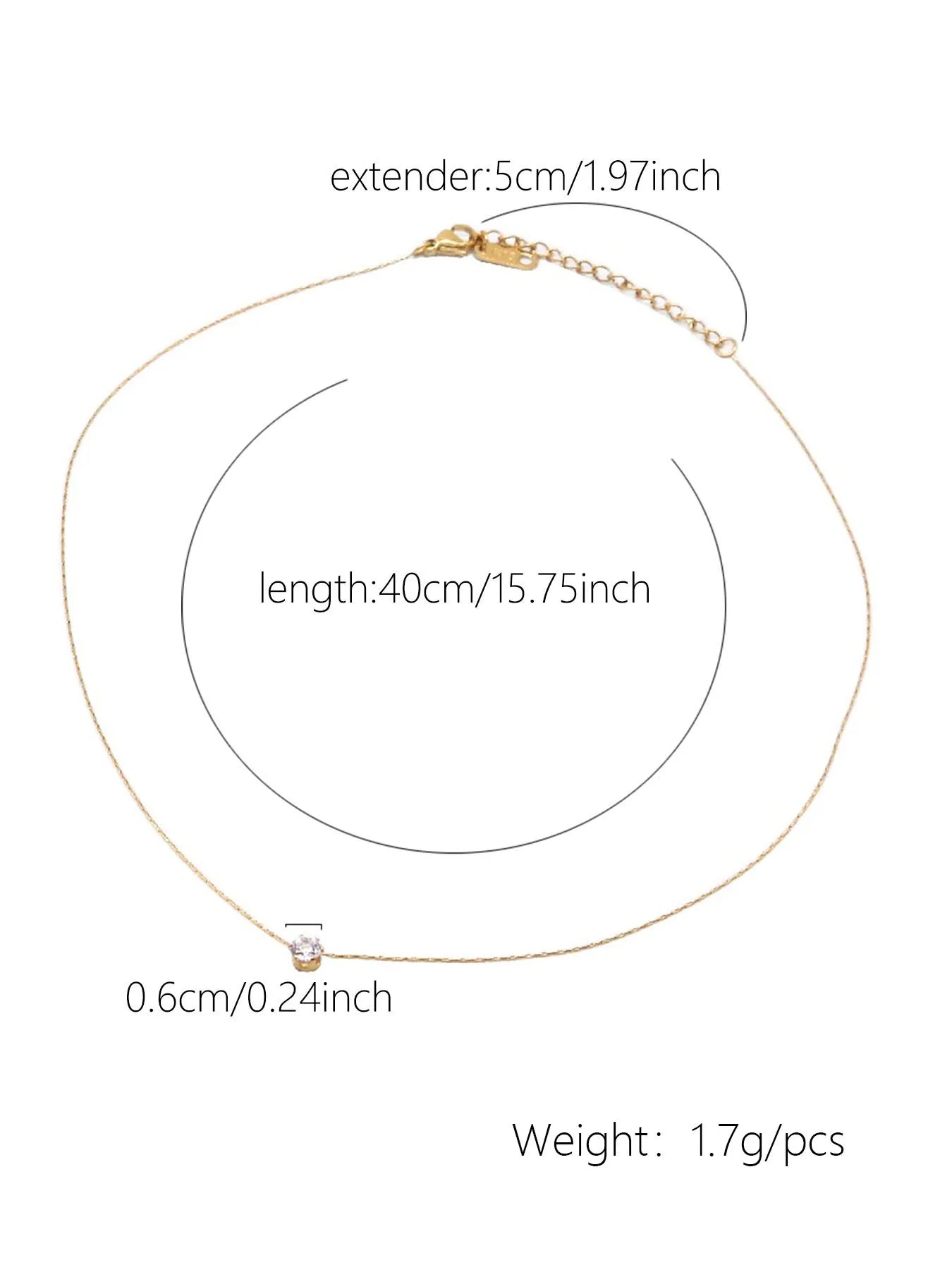 Collier Minimaliste Solitaire Zircon Acier Inoxydable | MDN