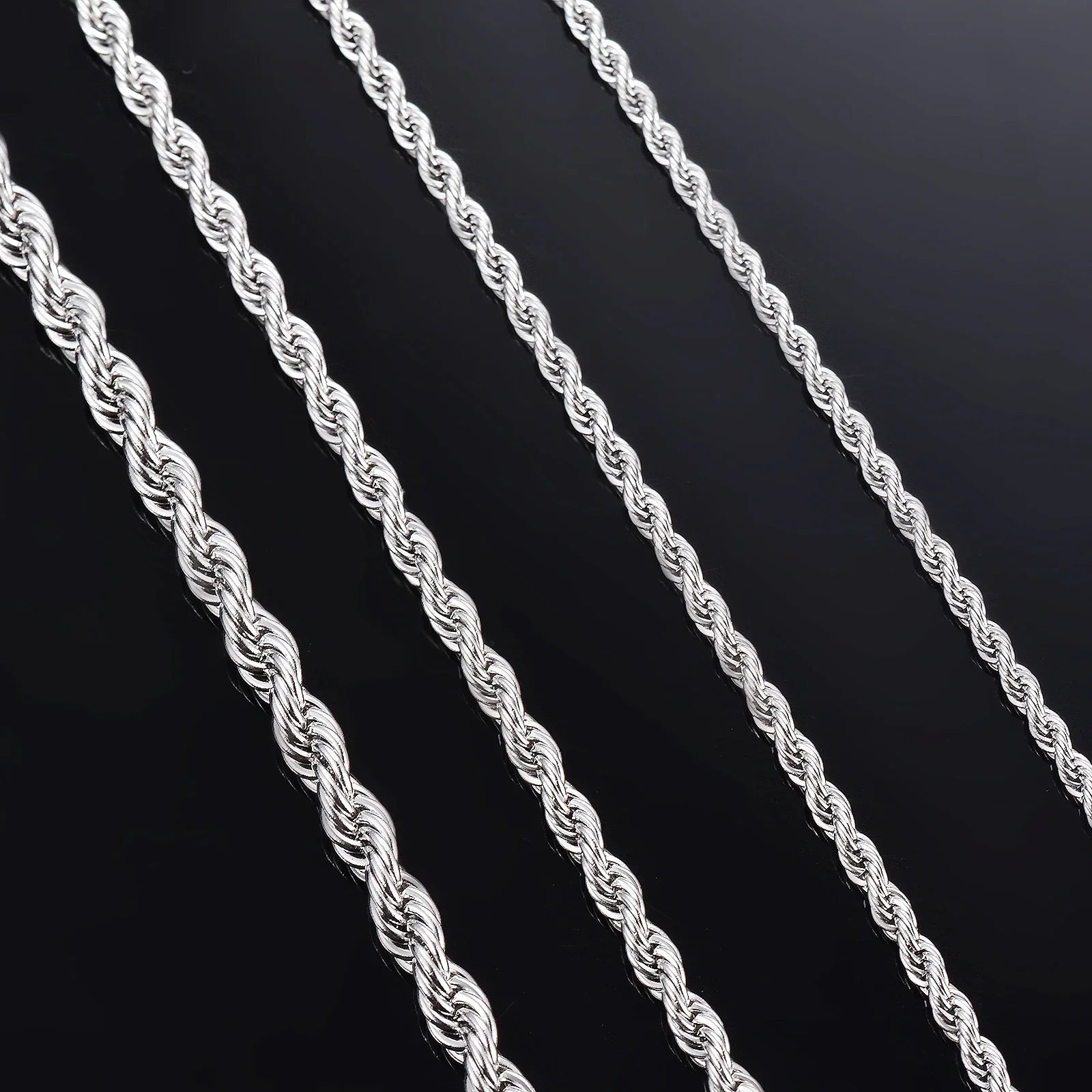 Collier Bracelet Argent 925 Chaine Corde 2mm 3mm 4mm Femme Homme | MDN Store