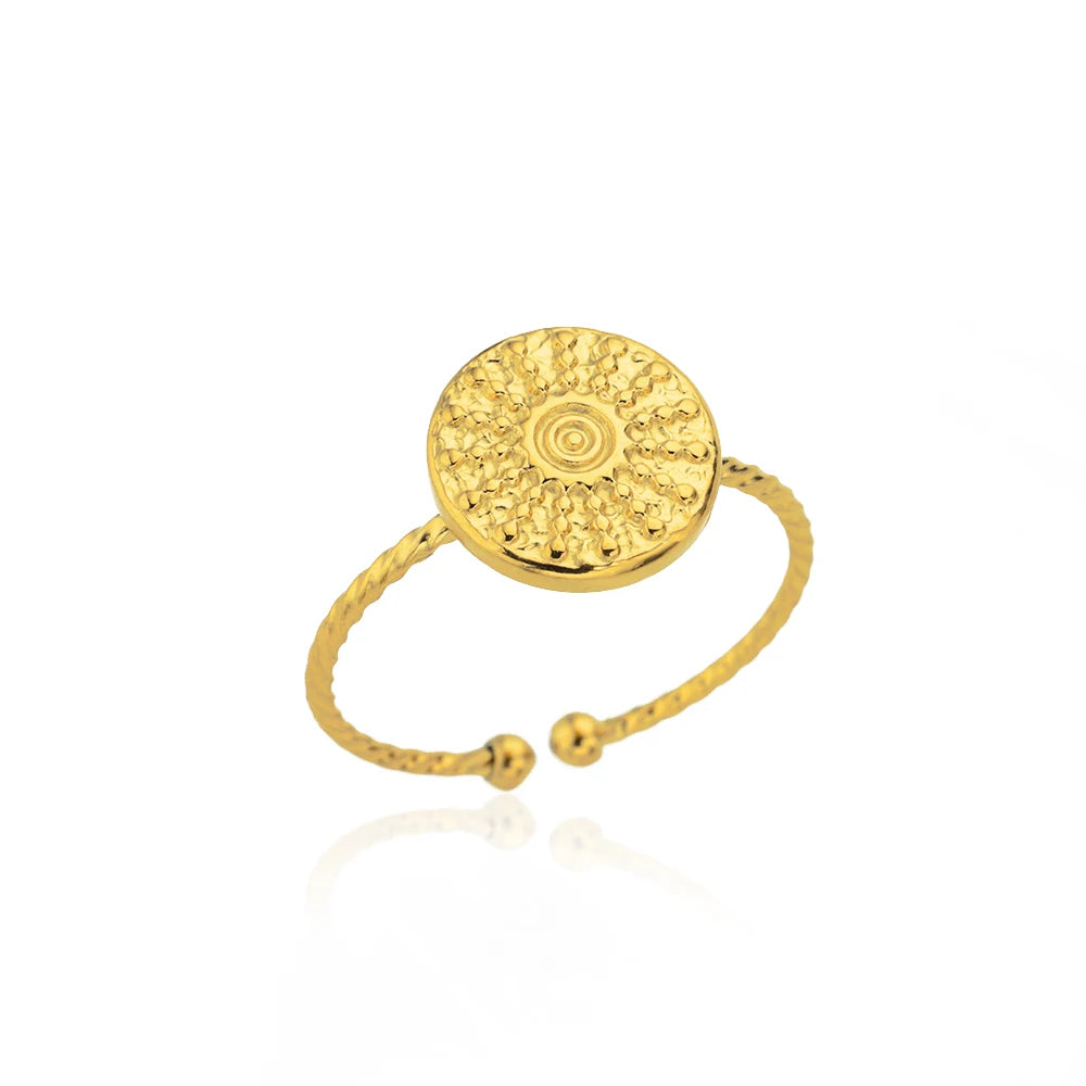 Bague Géométrique Acier Doré Ajustable | MDN Store
