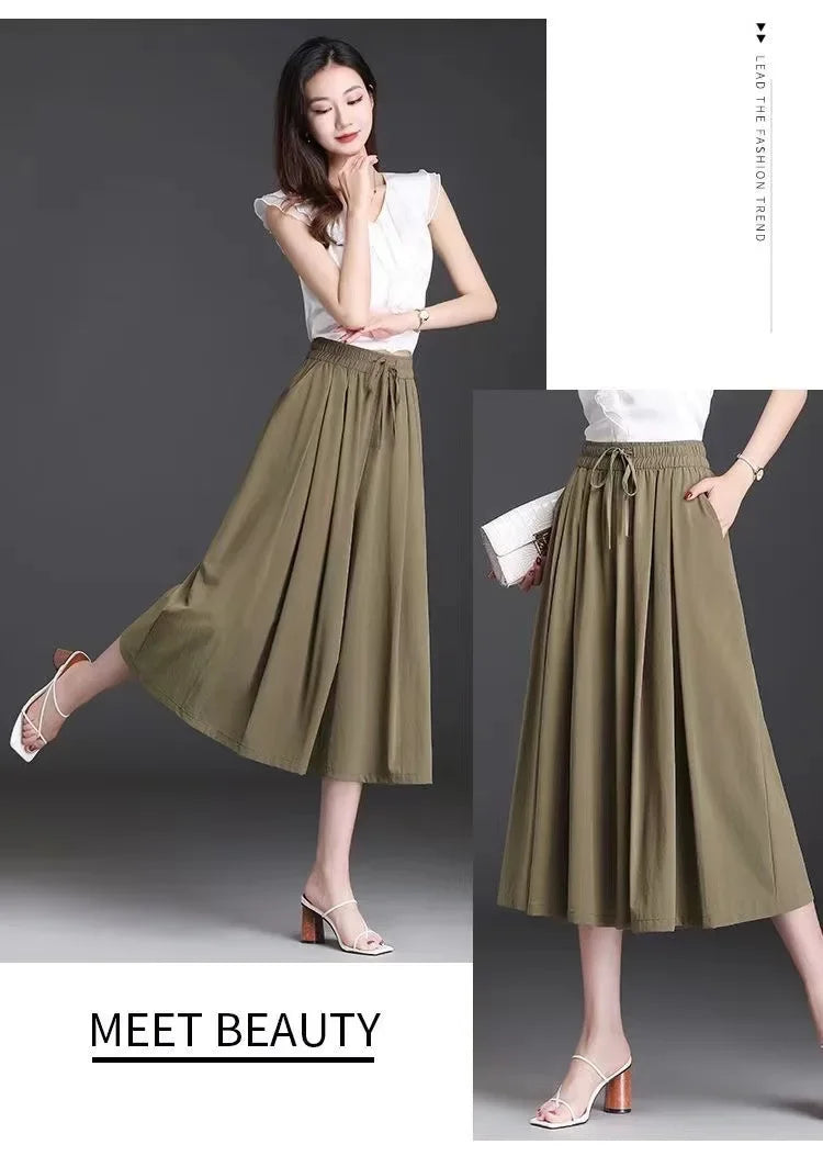 Jupe-Culotte Large Soie Glacée Femme | MDN Store