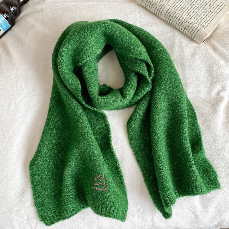 Écharpe Laine Lapin Brodé Beige | MDN