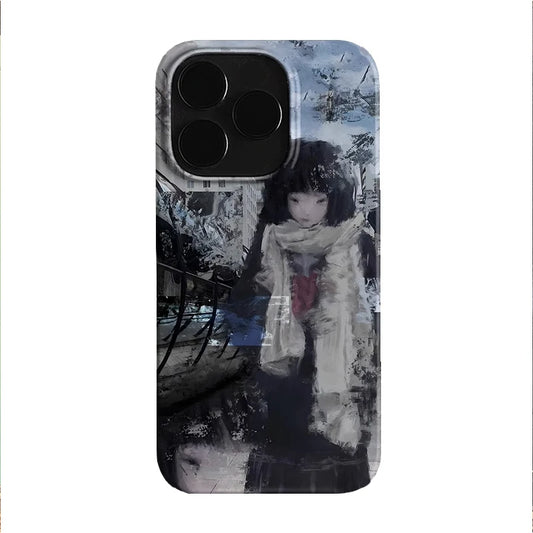 Coque iPhone Peinture Rue Fille Art Y2K Cartoon - 16 15 14 13 | MDN