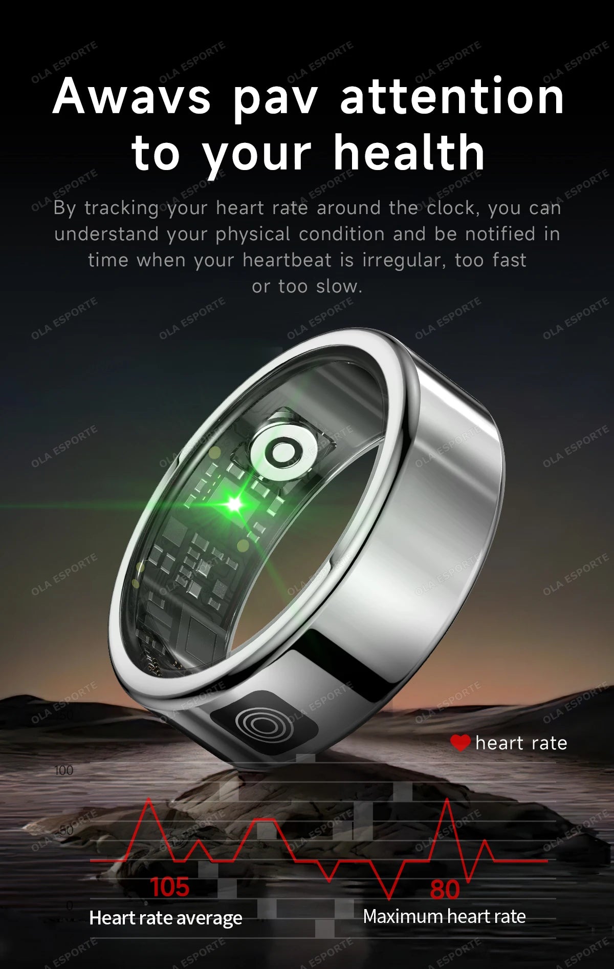Bague Connectée Écran Tactile Charge Sans Fil Étanche 5ATM | MDN Store