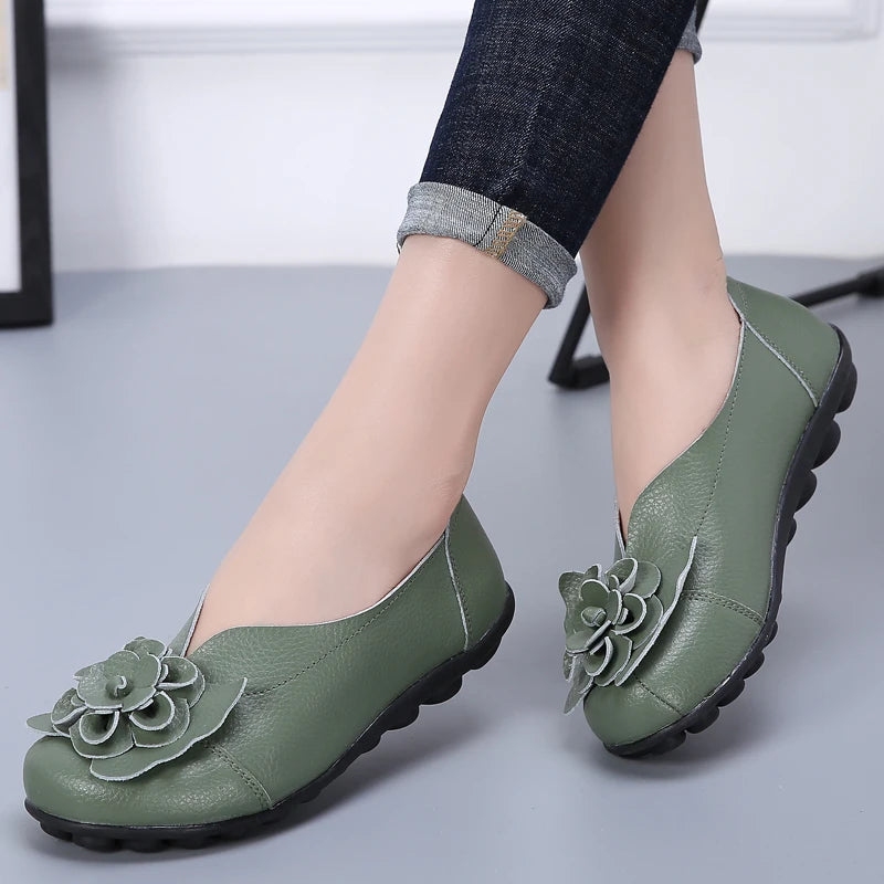 Ballerines Cuir Fleur Élégantes Grande Taille | MDN Store