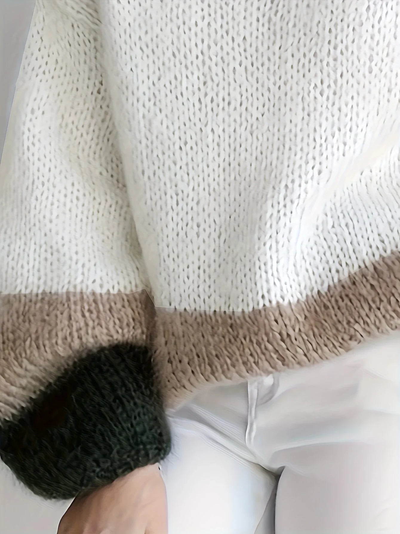 Pull Femme Col Rond Bicolore Ample Color Block Tricot Doux S-XL | MDN Store